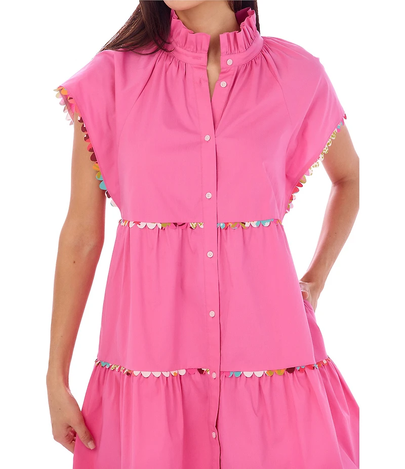 CROSBY by Mollie Burch Whitley Mock Neck Short Flutter Sleeve Dress