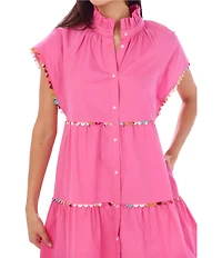 CROSBY by Mollie Burch Whitley Mock Neck Short Flutter Sleeve Dress