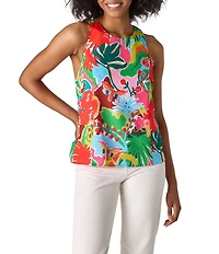 CROSBY by Mollie Burch Wynne Tropical Printed Crew Neck Racerback Tank