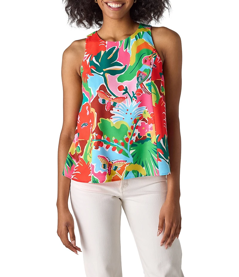 CROSBY by Mollie Burch Wynne Tropical Printed Crew Neck Racerback Tank