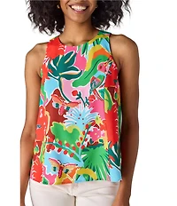 CROSBY by Mollie Burch Wynne Tropical Printed Crew Neck Racerback Tank