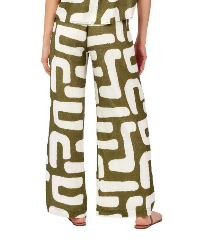 CROSBY by Mollie Burch Ziggy Abstract Print High Rise Linen Blend Coordinating Pants