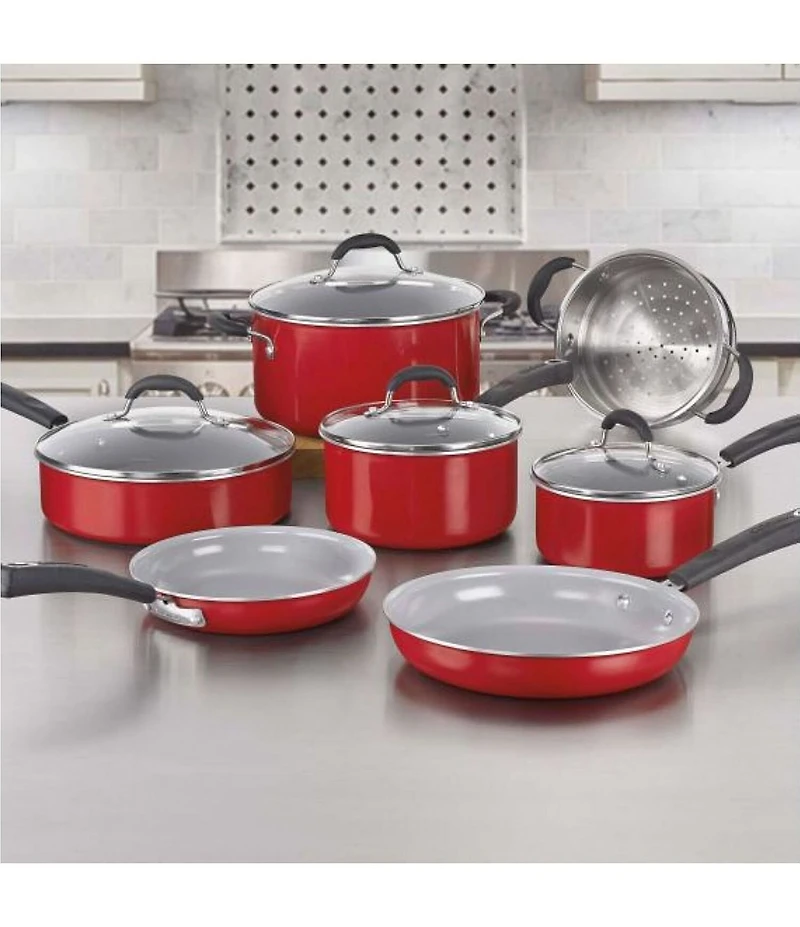 Cuisinart Ceramica XT Nonstick 11-Piece Red Cookware Set