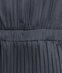 Current Air 3/4 Sleeve Novelty Tiered Pleated Blouson Maxi Dress