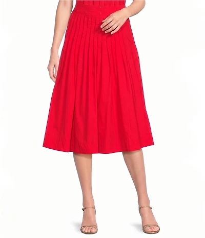 Current Air Coordinating Cotton Poplin Pintuck A-Line Midi Skirt
