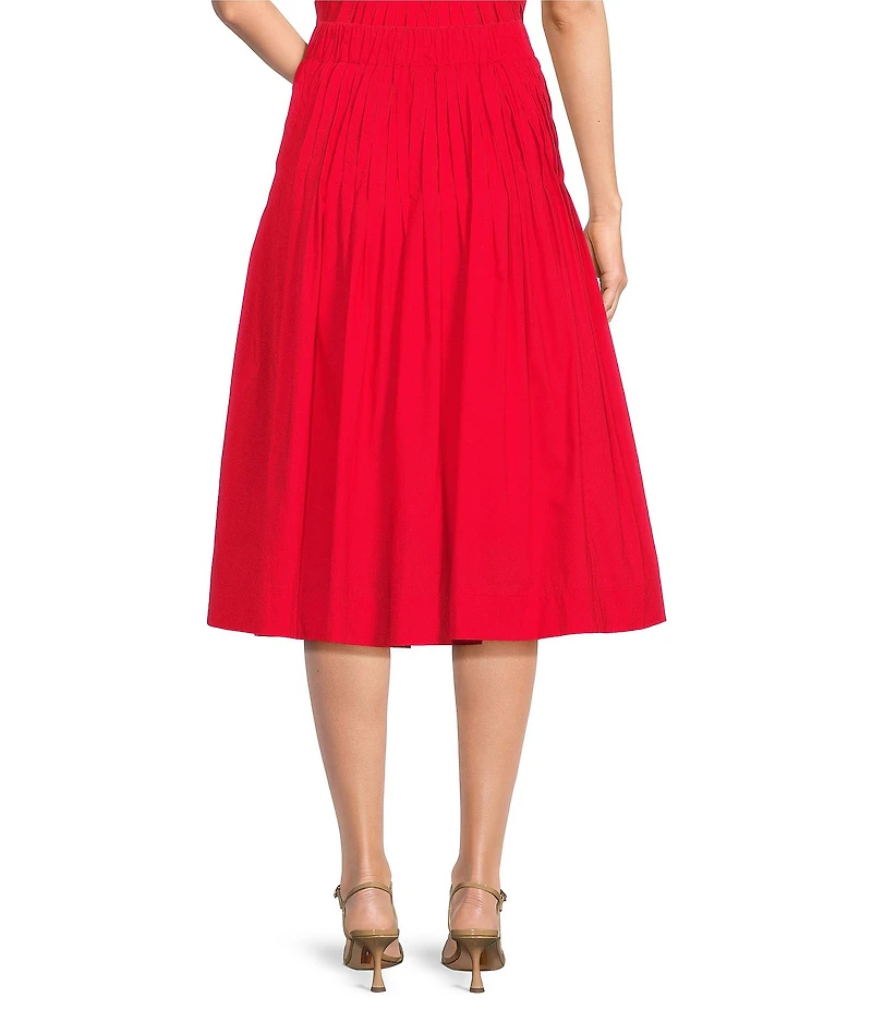 Current Air Coordinating Cotton Poplin Pintuck A-Line Midi Skirt