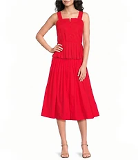 Current Air Coordinating Cotton Poplin Pintuck A-Line Midi Skirt