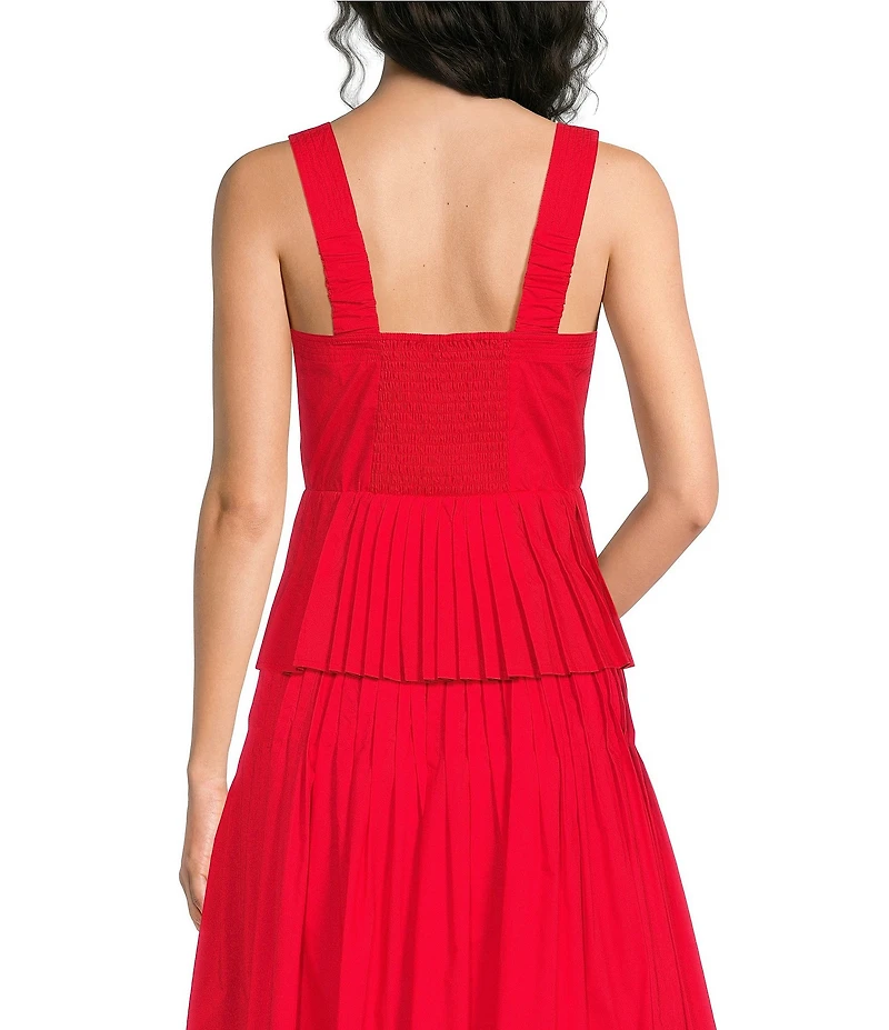 Current Air Coordinating Cotton Square Neck Sleeveless Peplum Tank Top