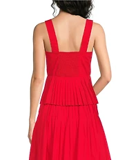 Current Air Coordinating Cotton Square Neck Sleeveless Peplum Tank Top