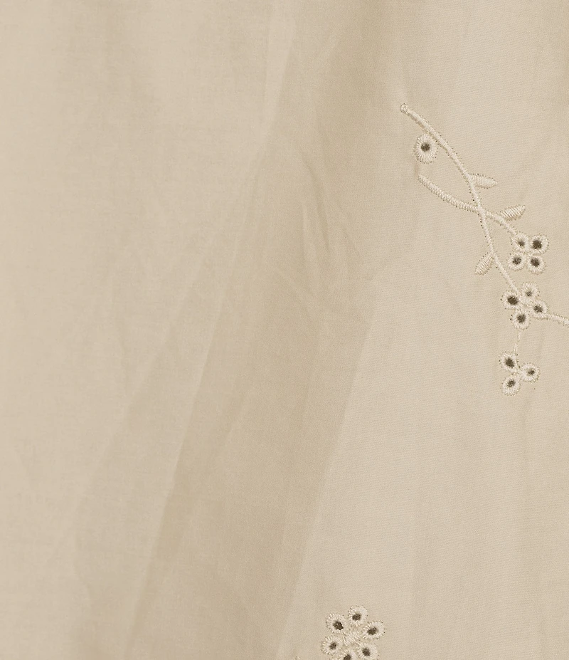 Current Air Coordinating Embroidered Cotton Poplin Crew Neck Sleeveless Scalloped Hem Top