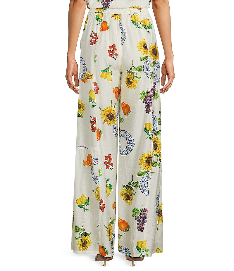 Current Air Coordinating Fruit Print Tiered Wide Leg Pants