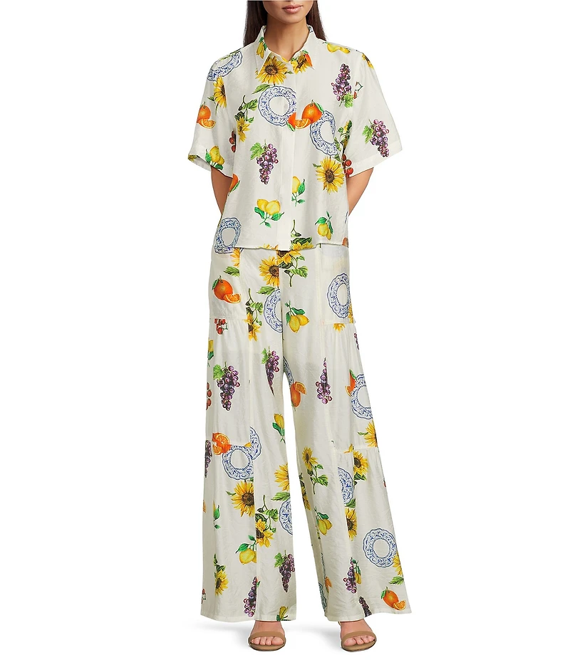Current Air Coordinating Fruit Print Tiered Wide Leg Pants