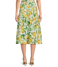 Current Air Coordinating Lemon Print Pull-On A-Line Midi Skirt
