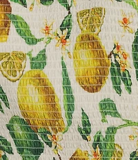 Current Air Coordinating Lemon Print Ruffle Neck Elbow Sleeve Smocked Top