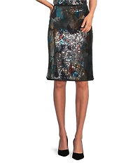 Current Air Coordinating Metallic Sequin Sheath Skirt
