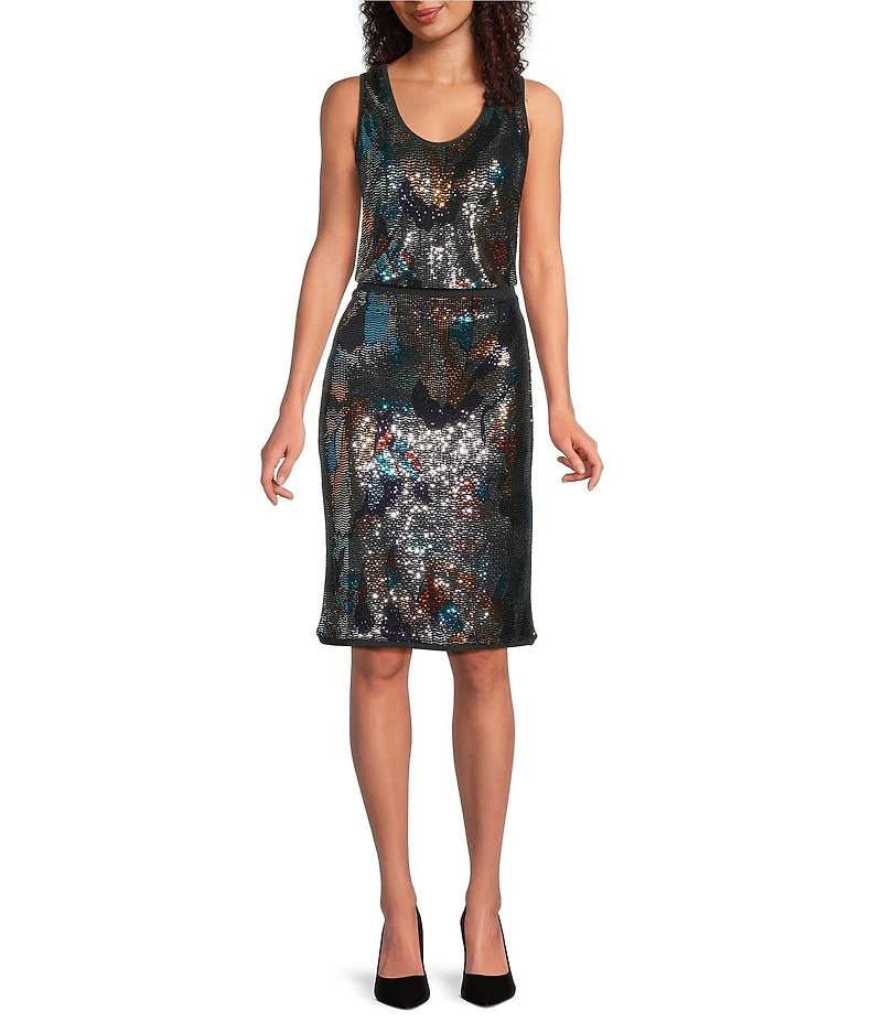 Current Air Coordinating Metallic Sequin Sheath Skirt