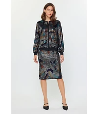 Current Air Coordinating Metallic Sequin Sheath Skirt