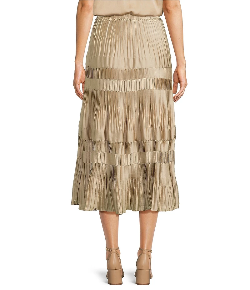 Current Air Coordinating Novelty Tiered Pleated Midi Skirt