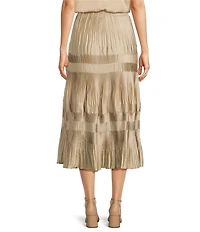 Current Air Coordinating Novelty Tiered Pleated Midi Skirt