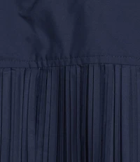Current Air Coordinating Pleated Eyelet Round Keyhole Neck Short Sleeve Top