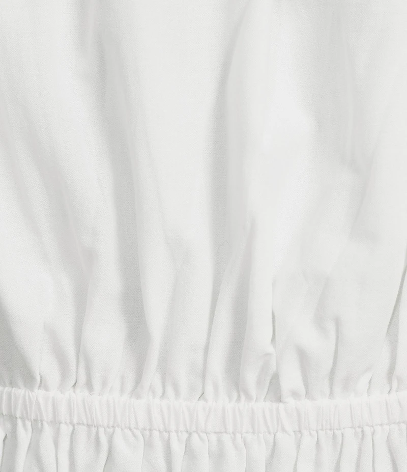 Current Air Cotton V-Neck Flutter Sleeve Elastic Waist Scalloped Peplum Top