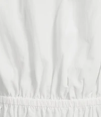 Current Air Cotton V-Neck Flutter Sleeve Elastic Waist Scalloped Peplum Top