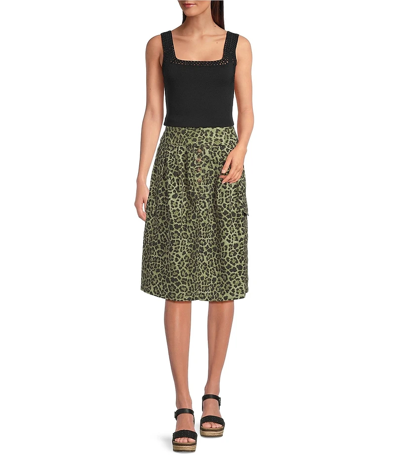 Current Air Crochet Square Neck Sleeveless Tank