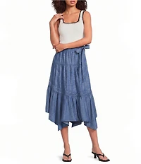 Current Air Crochet Trim Square Neck Sleeveless Tank Top