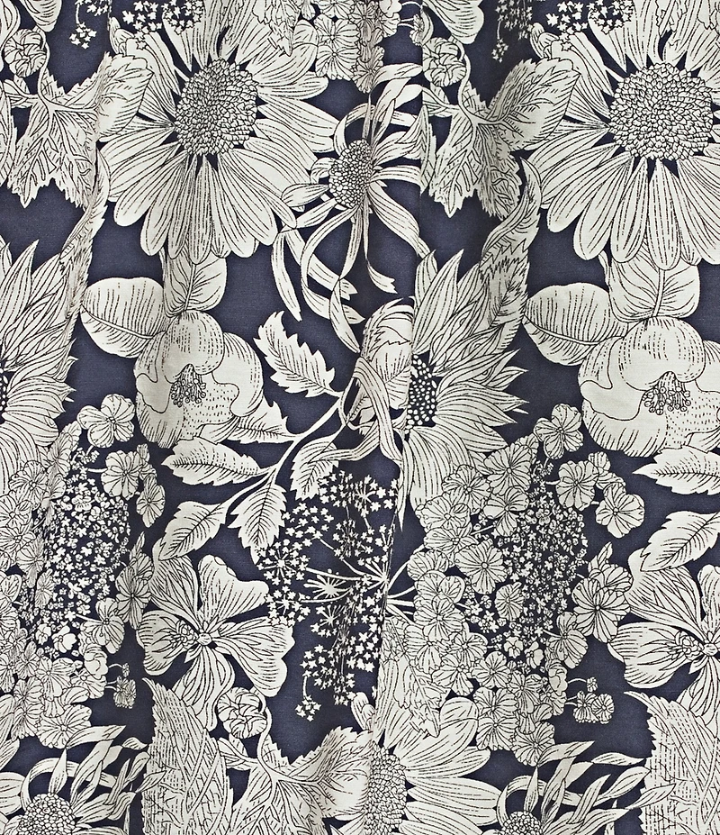 Current Air Daisy Floral Split Neck Elbow Sleeve Blouse