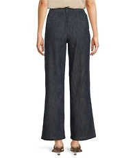 Current Air Dark Indigo Cotton Pleated Wide Leg Pants