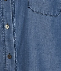Current Air Coordinating Denim Point Collar Cap Sleeves Relaxed Fit Button Front Shirt