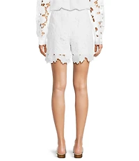 Current Air Flat Front Floral Lace Scallop Hem Coordinating Shorts