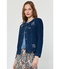 Current Air Floral Embroidered Denim Jacket