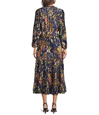 Current Air Floral Pleated Tiered Midi Dress