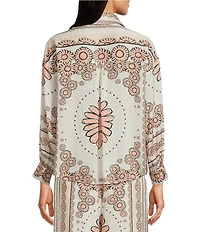 Current Air Floral Print Point Collar Long Sleeve Button Front Coordinating Shirt