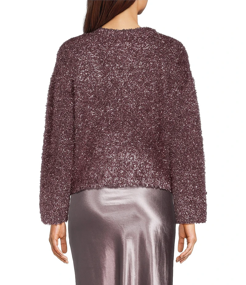 Current Air Fuzzy Lurex Bell Sleeve Boxy Sweater