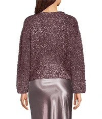 Current Air Fuzzy Lurex Bell Sleeve Boxy Sweater
