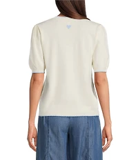 Current Air Knit Contrast Edge Short Sleeve Henley Top