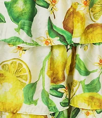 Current Air Lemon Print Square Neck Sleeveless Tiered Ruffle Hem Fit & Flare Midi Dress