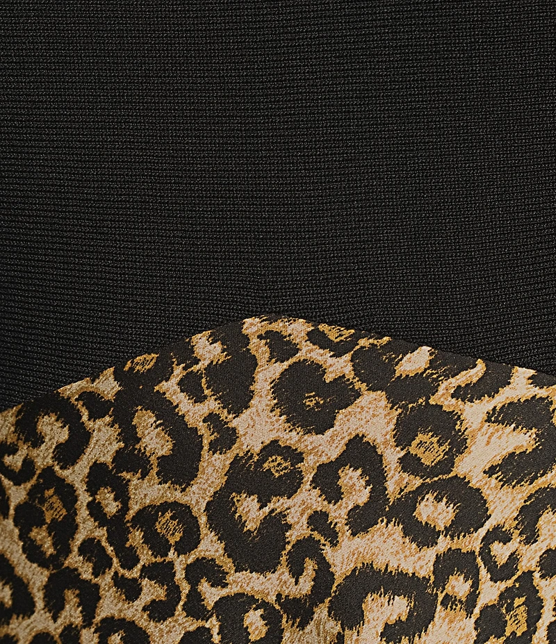 Current Air Mix Media Cheetah Crew Neck 3/4 Sleeve A-Line Midi Dress