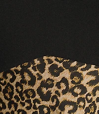 Current Air Mix Media Cheetah Crew Neck 3/4 Sleeve A-Line Midi Dress