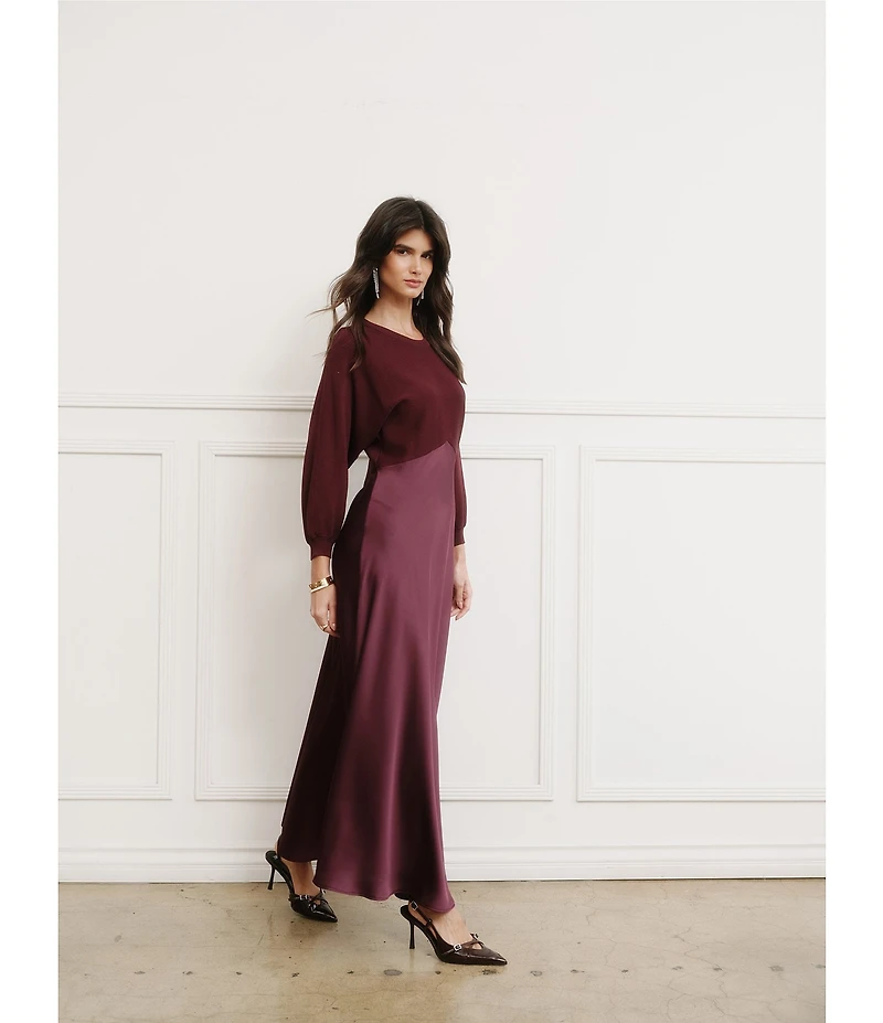 Current Air Mix Media Crew Neck 3/4 Sleeve Midi Dress