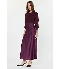 Current Air Mix Media Crew Neck 3/4 Sleeve Midi Dress