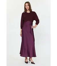 Current Air Mix Media Crew Neck 3/4 Sleeve Midi Dress