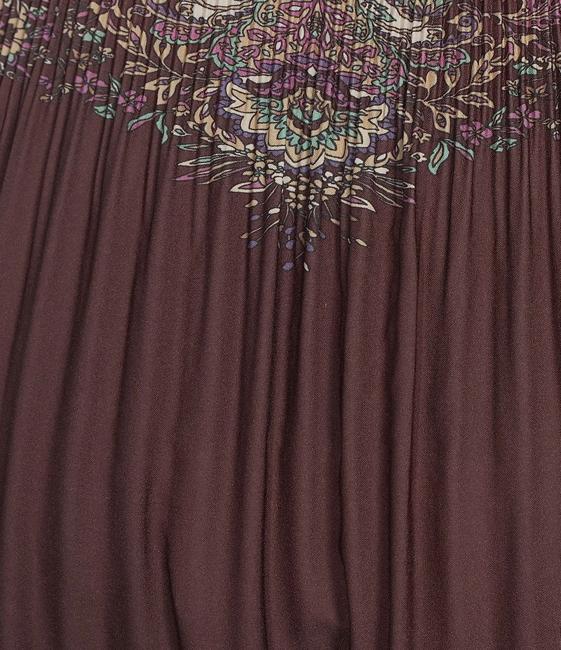 Current Air Paisley Print Pleated Tiered A-Line Midi Skirt