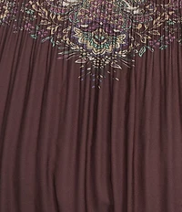 Current Air Paisley Print Pleated Tiered A-Line Midi Skirt