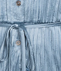Current Air Pleated Collared Sleeveless Button Front Midi Shirtdress