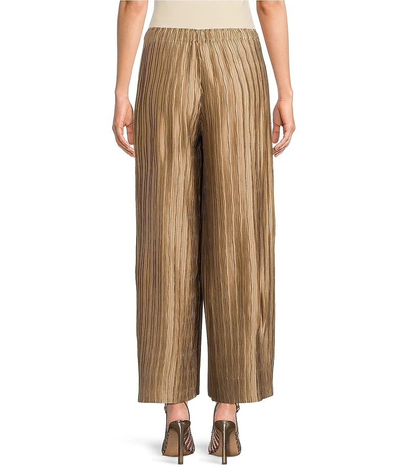 Current Air Pleated Satin Wide Leg Drawstring Waist Tie Pants