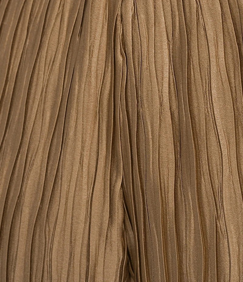 Current Air Pleated Satin Wide Leg Drawstring Waist Tie Pants