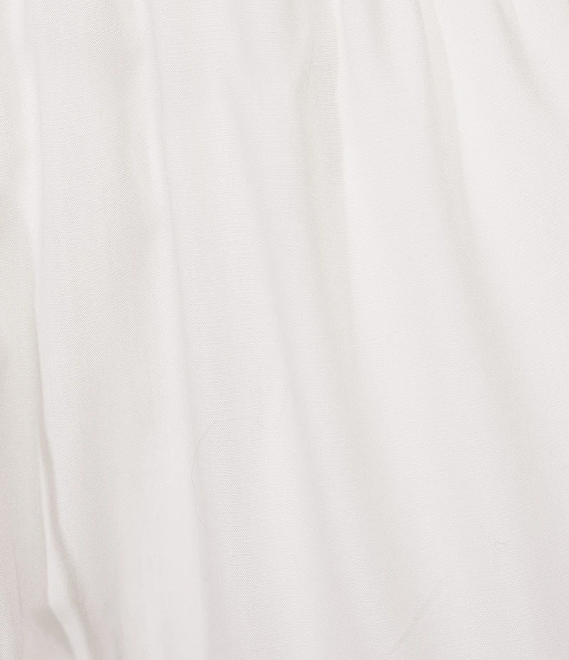 Current Air Poplin Collared Split V-Neck Short Sleeve Scalloped Embroidered A-Line Midi Dress